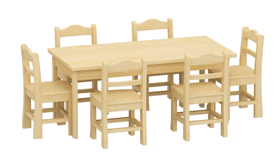 幼儿园早教中心儿童木质六人桌